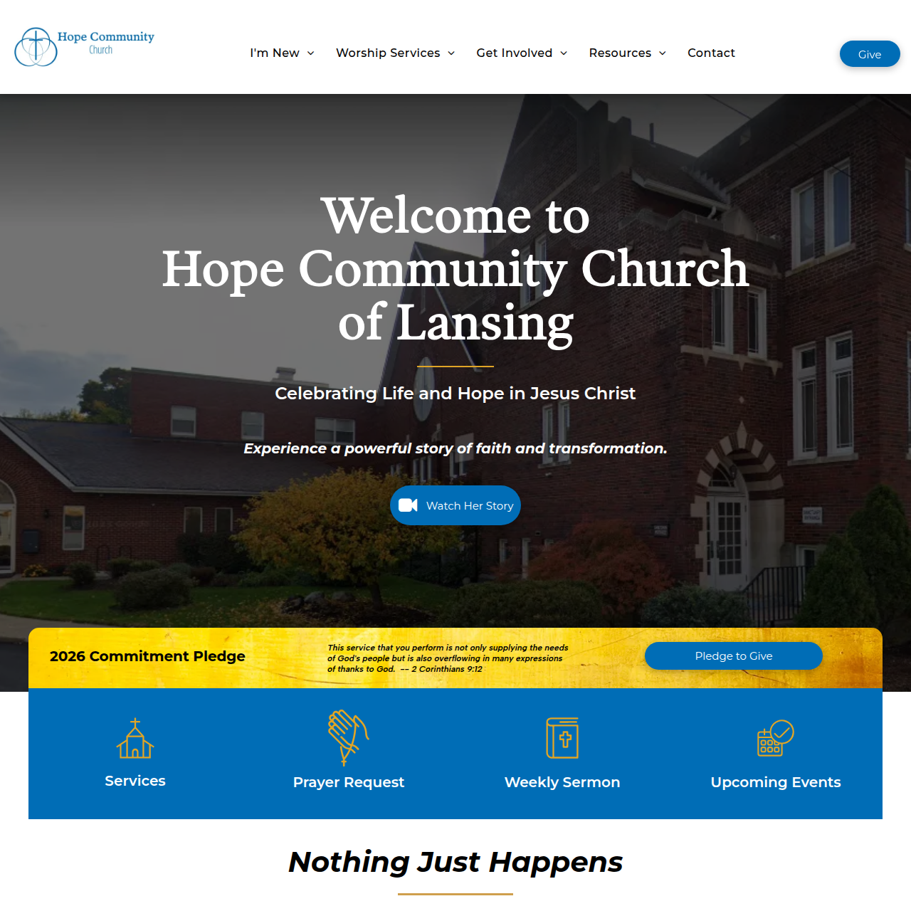 Website preview showing the Hope GMC Church project delivered by Flintstone SEO